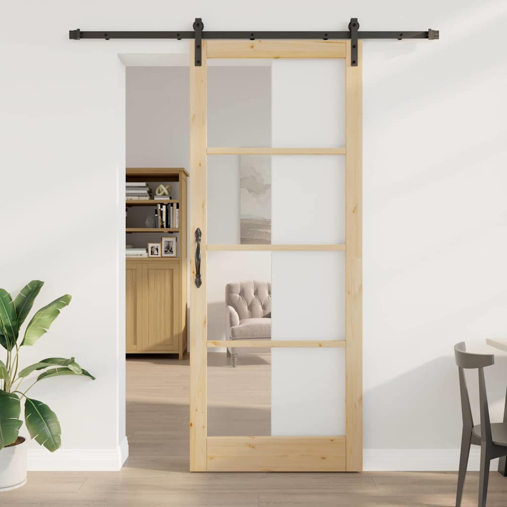 Skyvedør ORKDAL Naturlig og svart 93 x 232 cm
