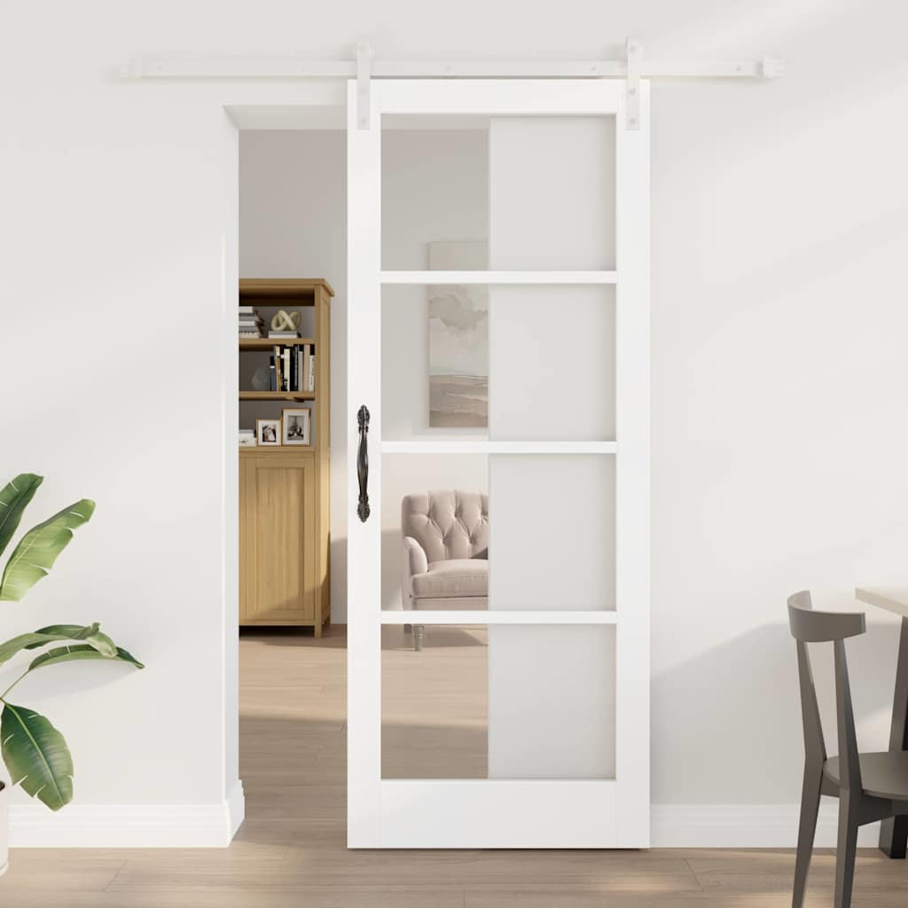 Skyvedør ORKDAL Hvit 83 x 211 cm Massivt furutre og glass