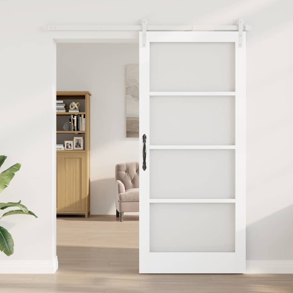 Skyvedør ORKDAL Hvit 93 x 211 cm Massivt furutre og glass