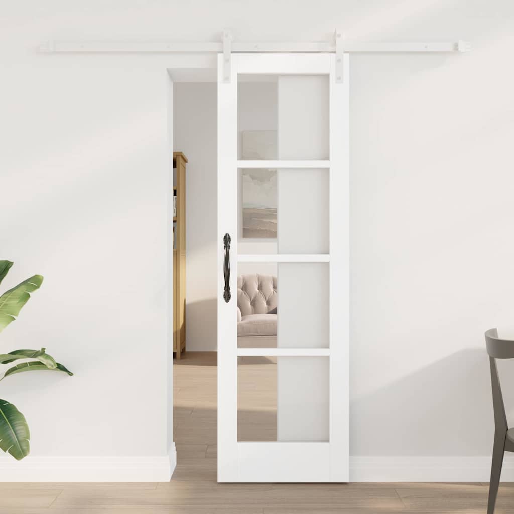 Skyvedør ORKDAL Hvit 61 x 198,5 cm Massivt furutre og glass