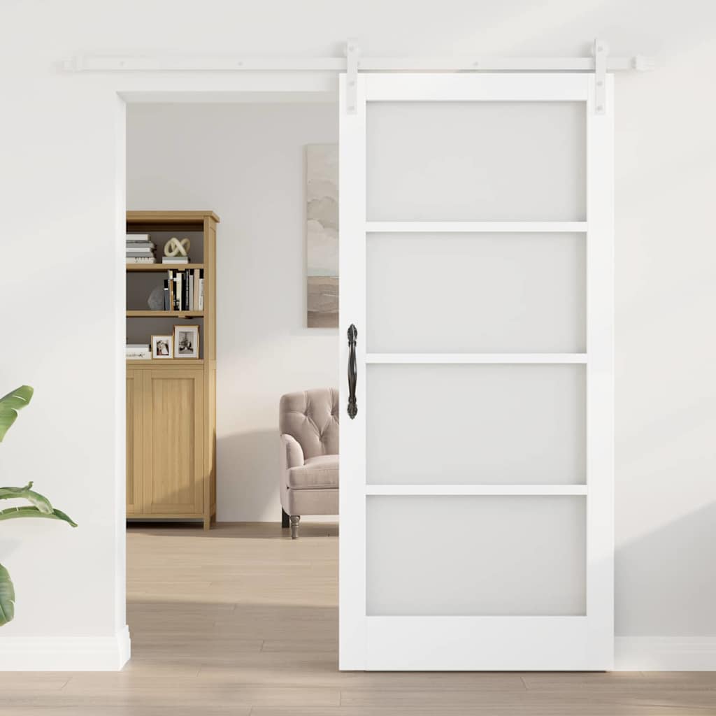 Skyvedør ORKDAL Hvit 93 x 202 cm Massivt furutre og glass