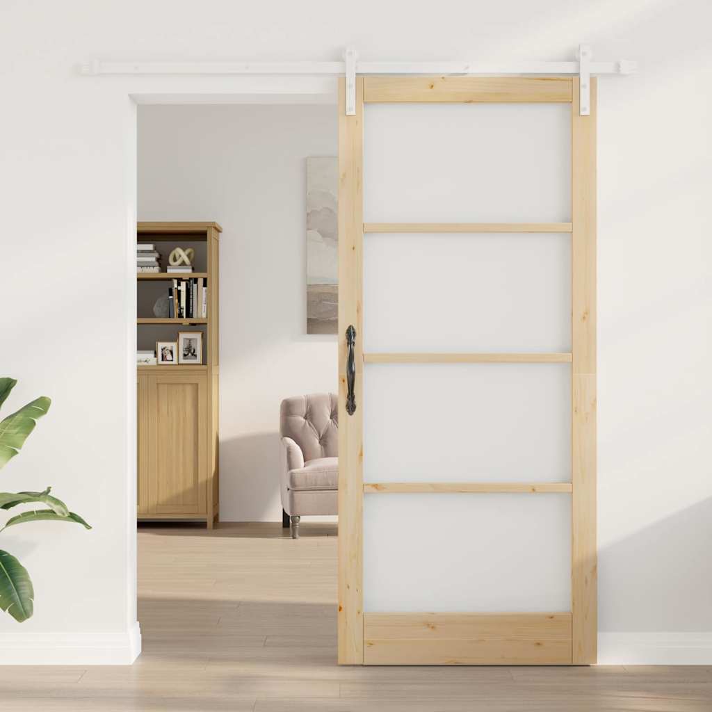 Skyvedør ORKDAL Naturlig 93 x 211 cm Massivt furutre og glass