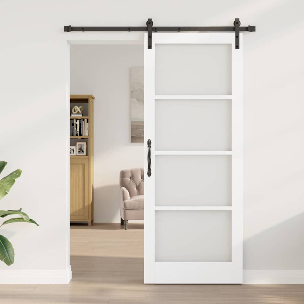 Skyvedør ORKDAL Hvit 83 x 211 cm Massivt furutre og glass