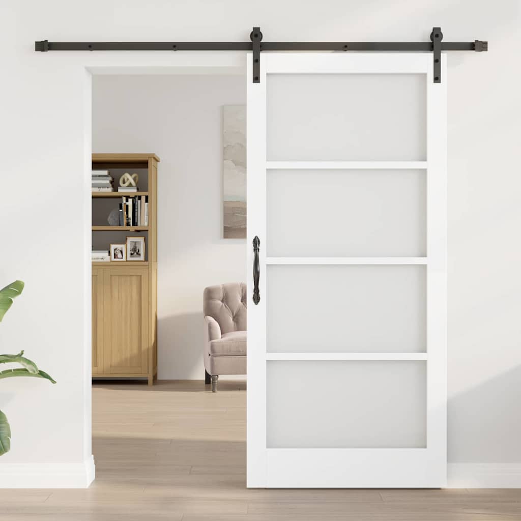 Skyvedør ORKDAL Hvit 93 x 202 cm Massivt furutre og glass