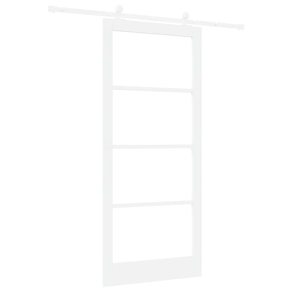 Skyvedør ORKDAL Hvit 93 x 211 cm Massivt furutre og glass