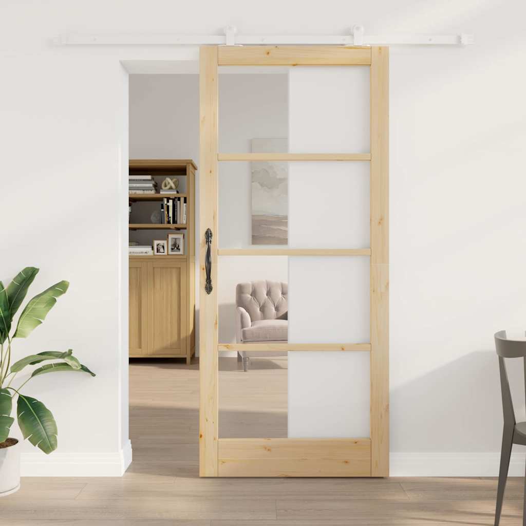 Skyvedør ORKDAL Naturlig 93 x 211 cm Massivt furutre og glass