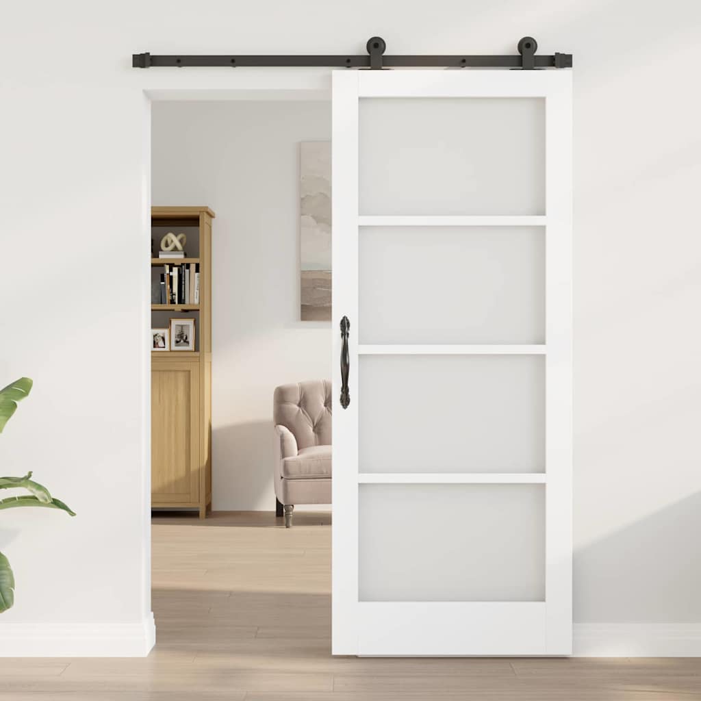 Skyvedør ORKDAL Hvit 83 x 202 cm Massivt furutre og glass