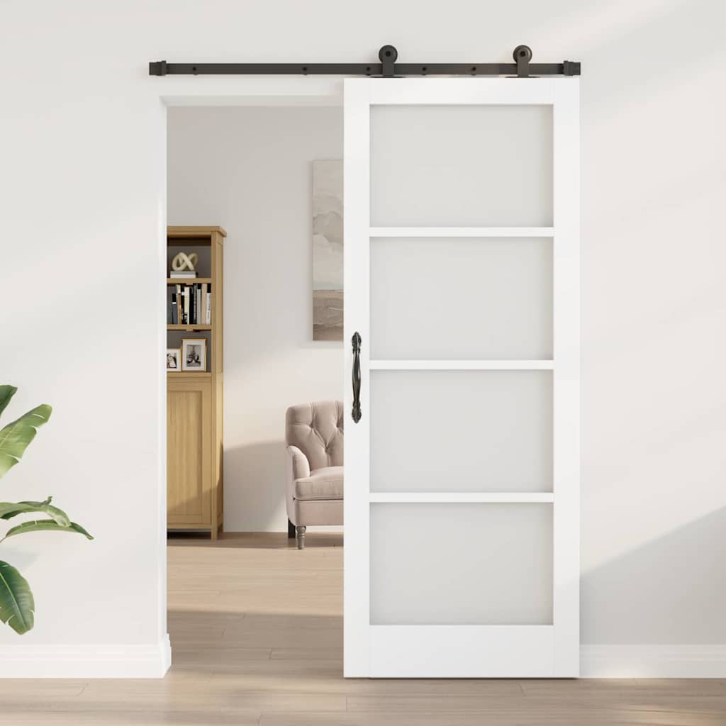 Skyvedør ORKDAL Hvit 83 x 211 cm Massivt furutre og glass
