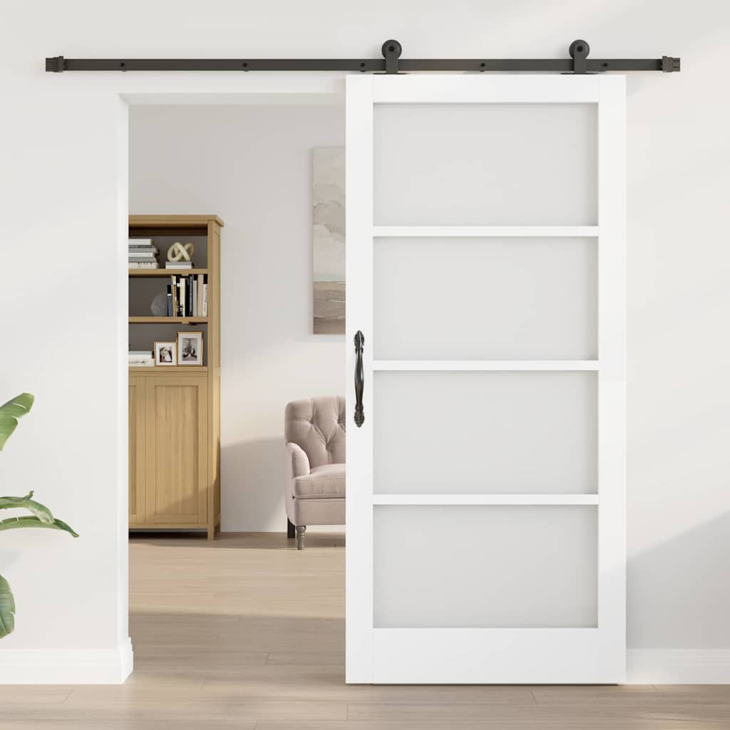 Skyvedør ORKDAL Hvit 93 x 202 cm Massivt furutre og glass
