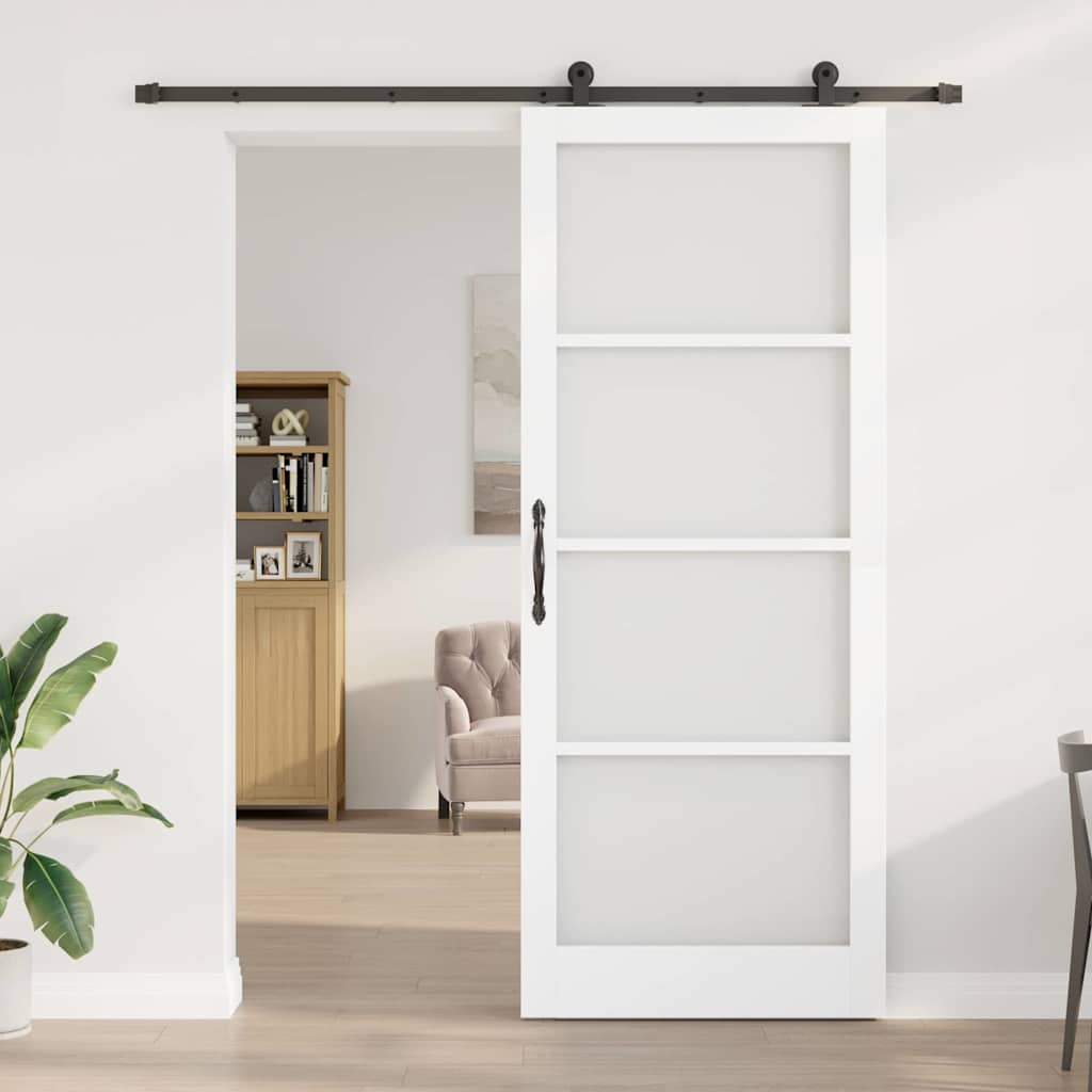 Skyvedør ORKDAL Hvit 93 x 232 cm Massivt furutre og glass