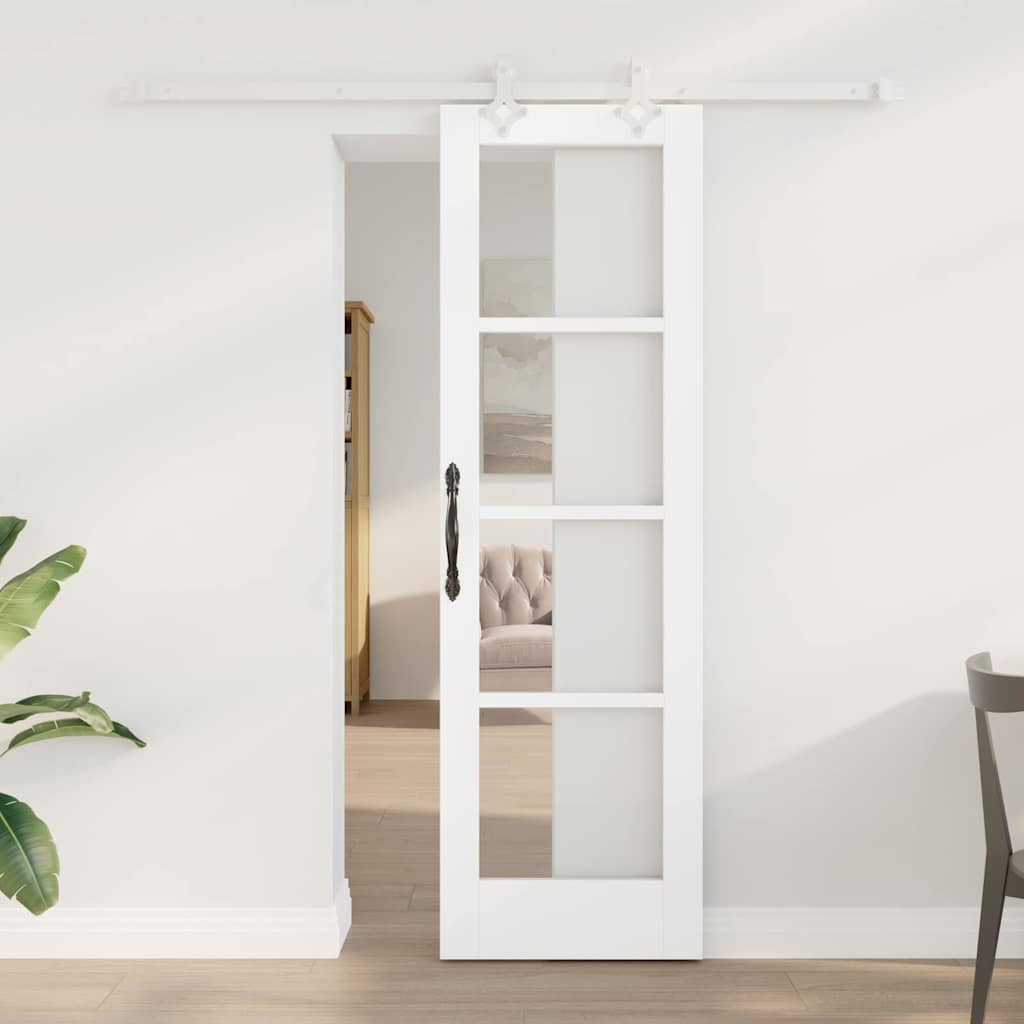 Skyvedør Hvit 61 x 198,5 cm Massivt furutre og glass