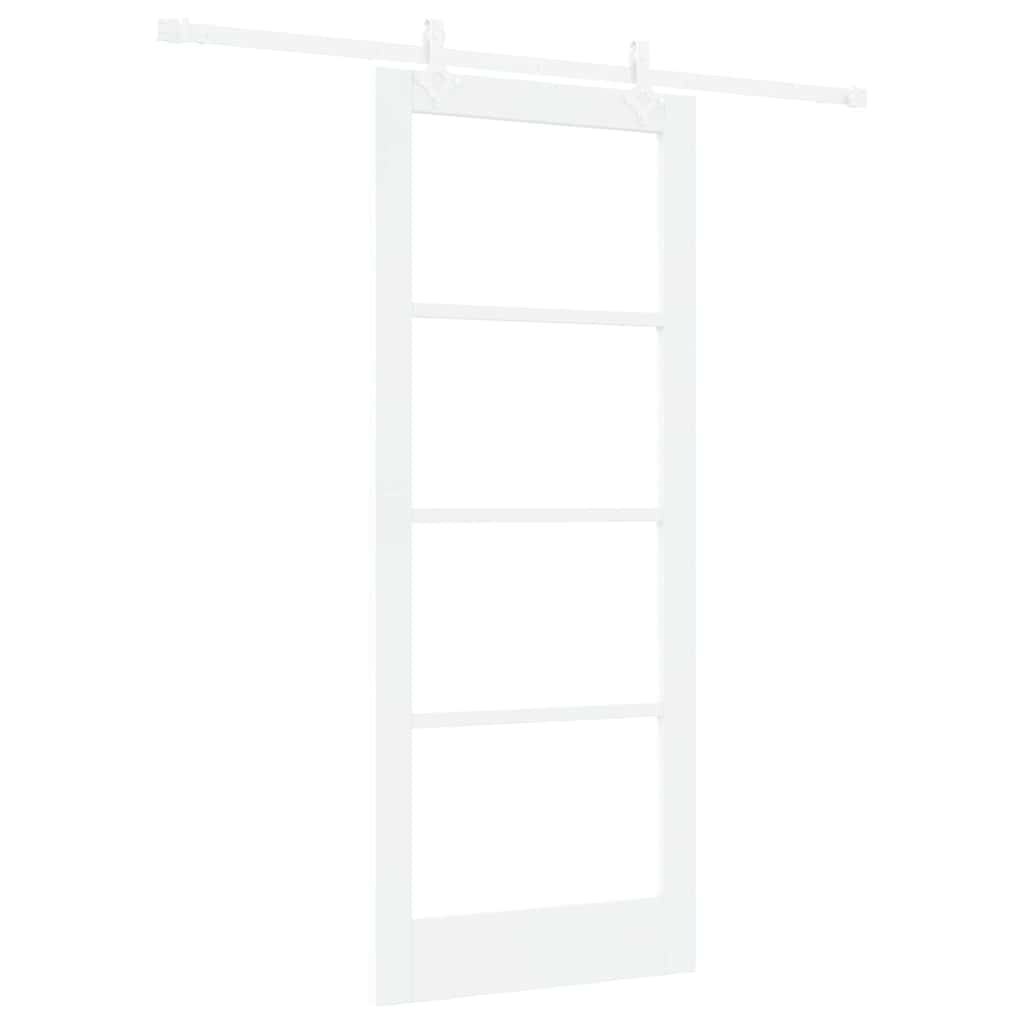 Skyvedør Hvit 83 x 202 cm Massivt furutre og glass