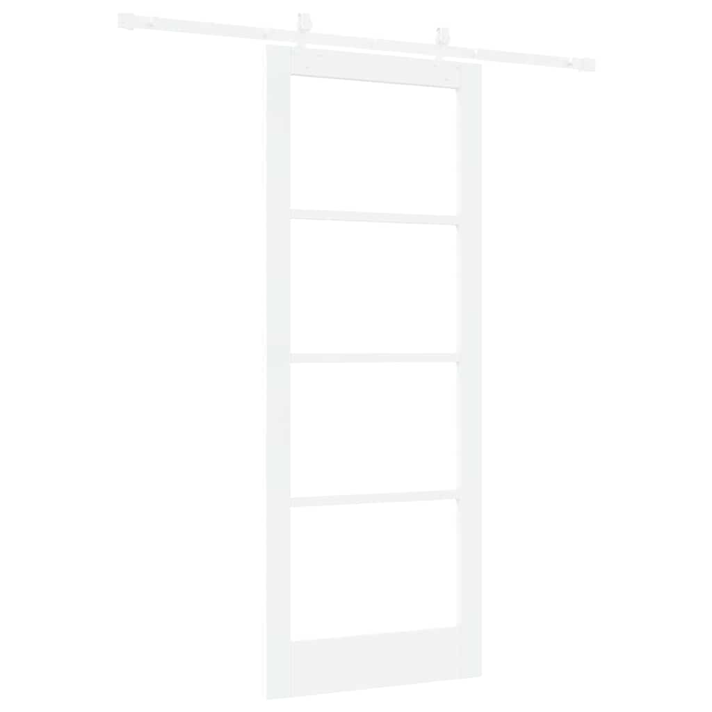 Skyvedør Hvit 83 x 211 cm Massivt furutre og glass