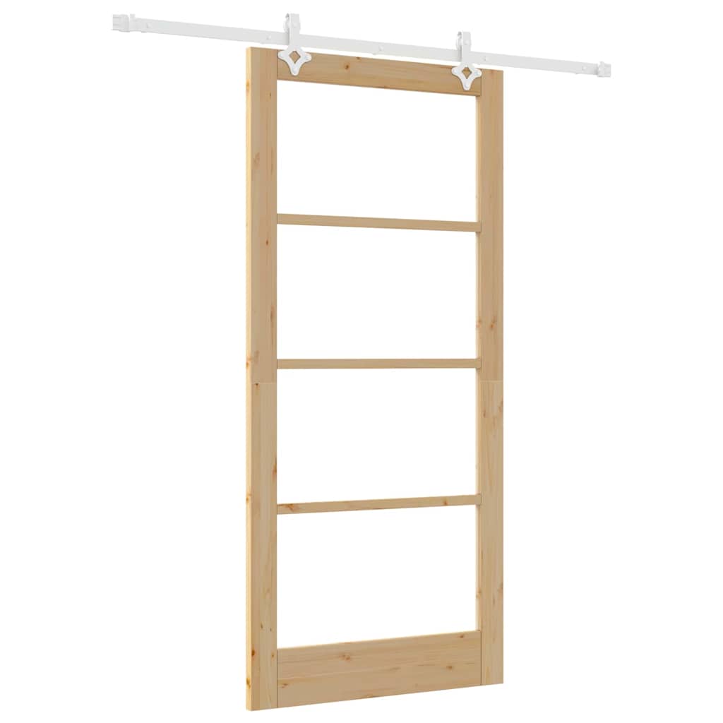Skyvedør Naturlig 93 x 202 cm Massivt furutre og glass