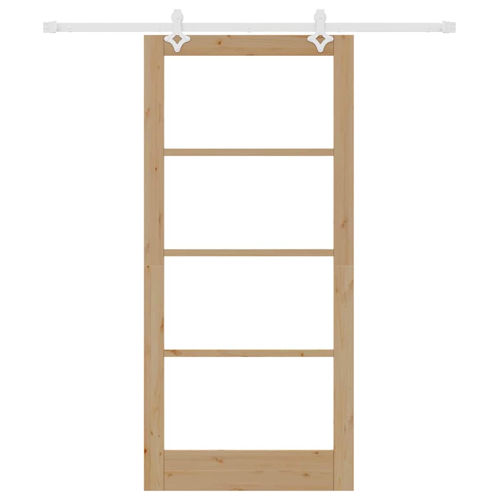 Skyvedør Naturlig 93 x 202 cm Massivt furutre og glass