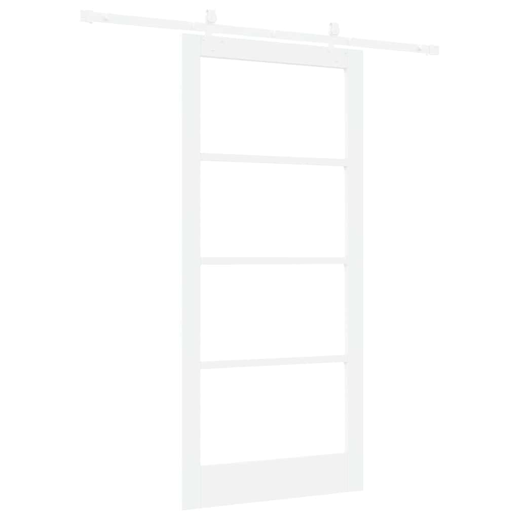 Skyvedør Hvit 93 x 202 cm Massivt furutre og glass