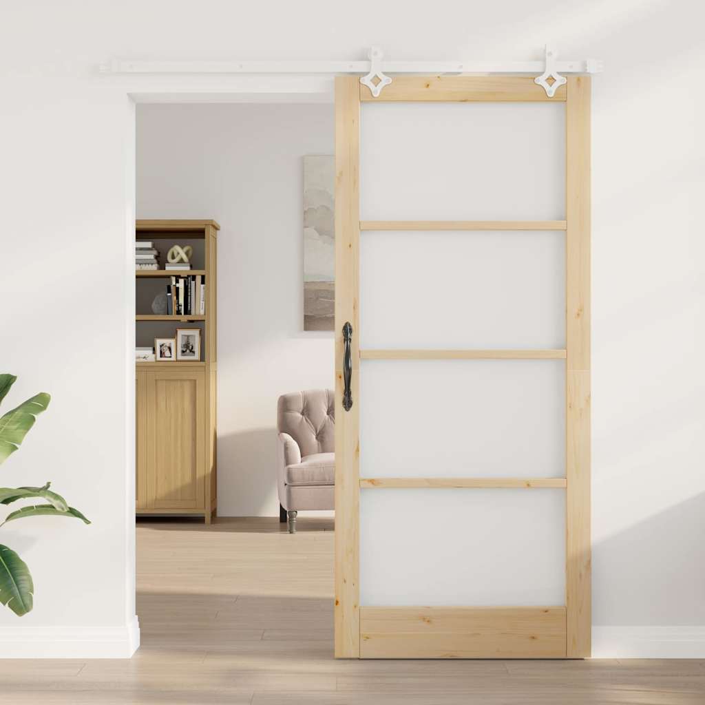 Skyvedør Naturlig 93 x 211 cm Massivt furutre og glass
