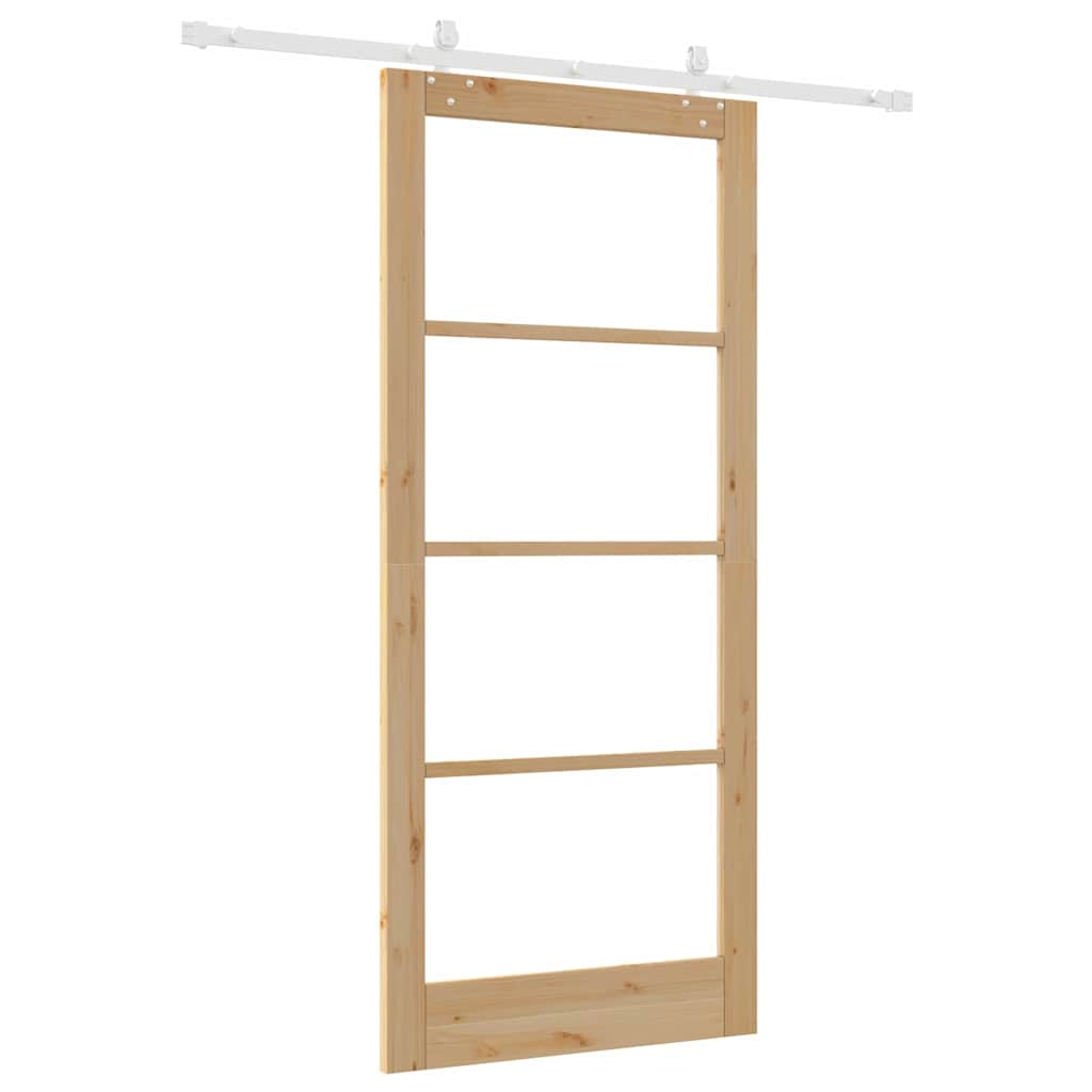 Skyvedør Naturlig 93 x 211 cm Massivt furutre og glass