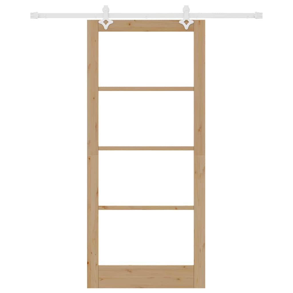 Skyvedør Naturlig 93 x 211 cm Massivt furutre og glass