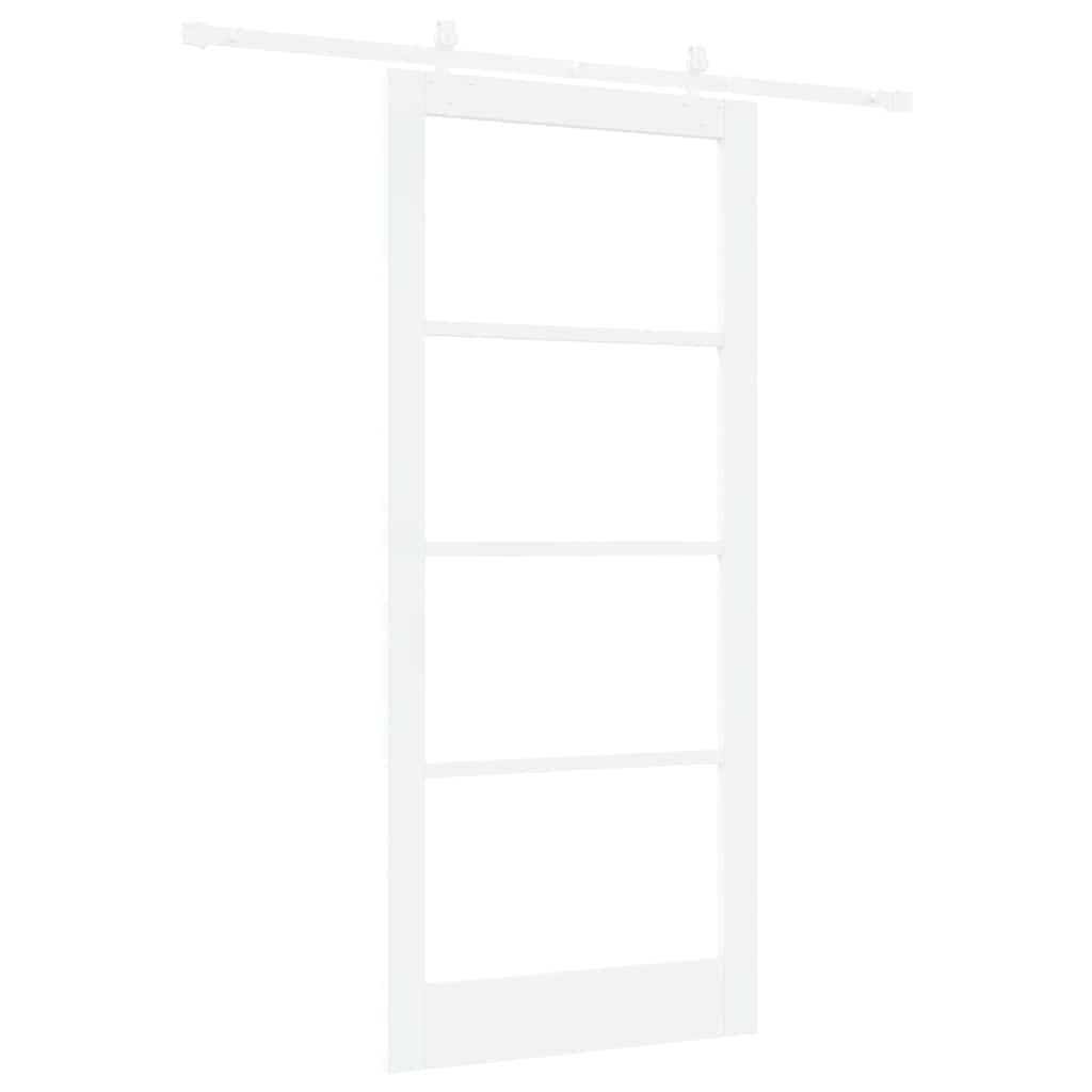 Skyvedør Hvit 93 x 211 cm Massivt furutre og glass