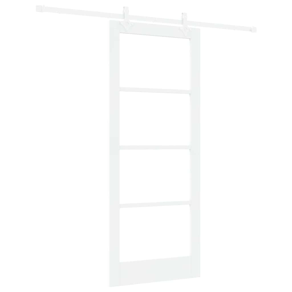Skyvedør Hvit 83 x 202 cm Massivt furutre og glass
