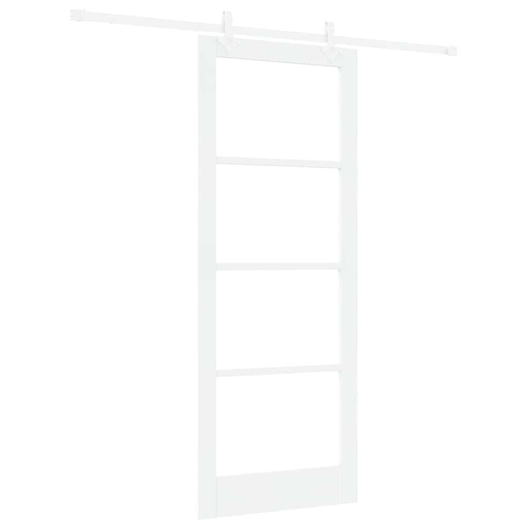 Skyvedør Hvit 83 x 211 cm Massivt furutre og glass