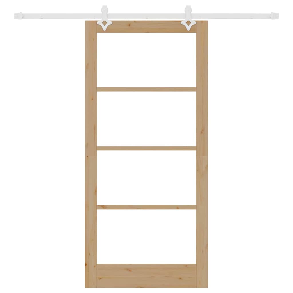 Skyvedør Naturlig 93 x 202 cm Massivt furutre og glass