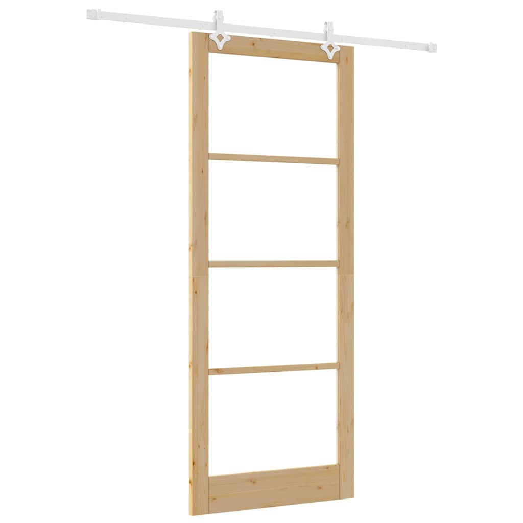 Skyvedør Naturlig 93 x 232 cm Massivt furutre og glass