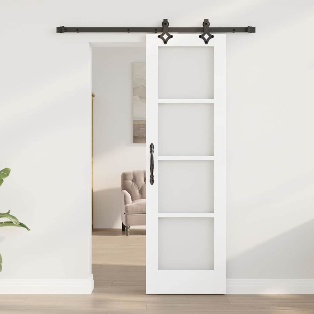 Skyvedør Hvit 61 x 198,5 cm Massivt furutre og glass