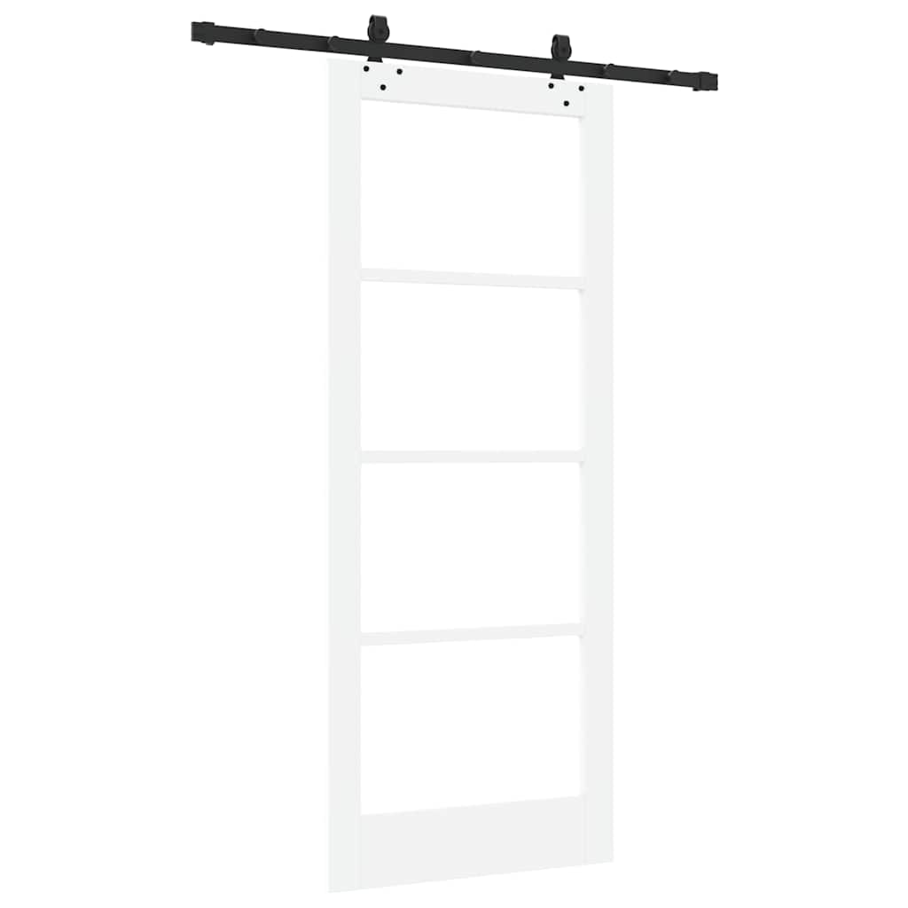 Skyvedør Hvit 83 x 202 cm Massivt furutre og glass