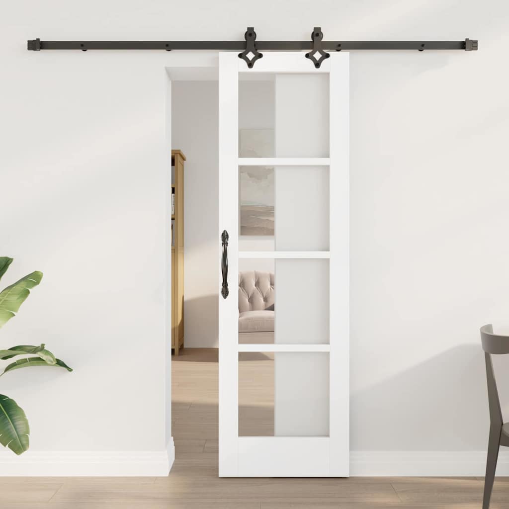 Skyvedør Hvit 61 x 198,5 cm Massivt furutre og glass