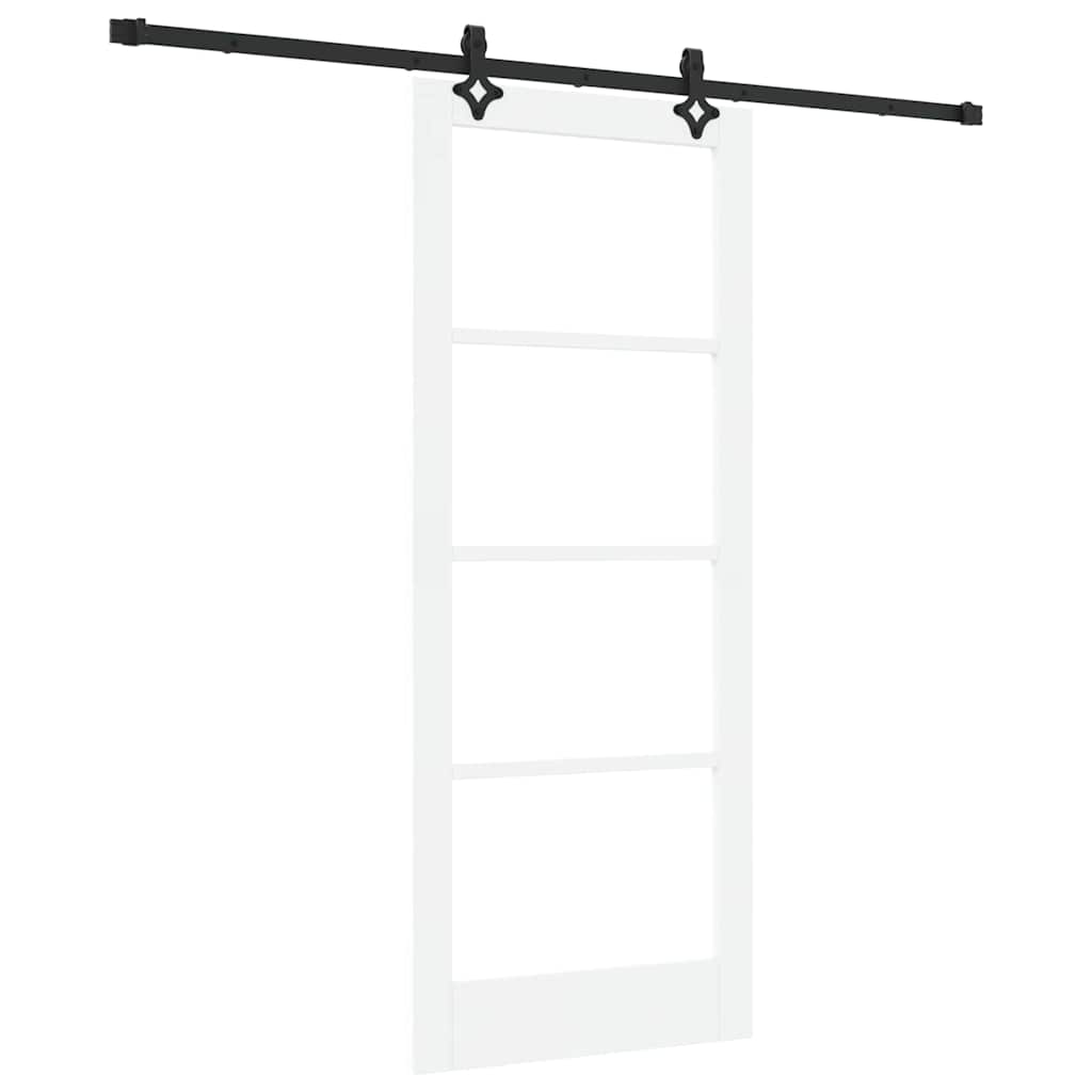 Skyvedør Hvit 83 x 202 cm Massivt furutre og glass