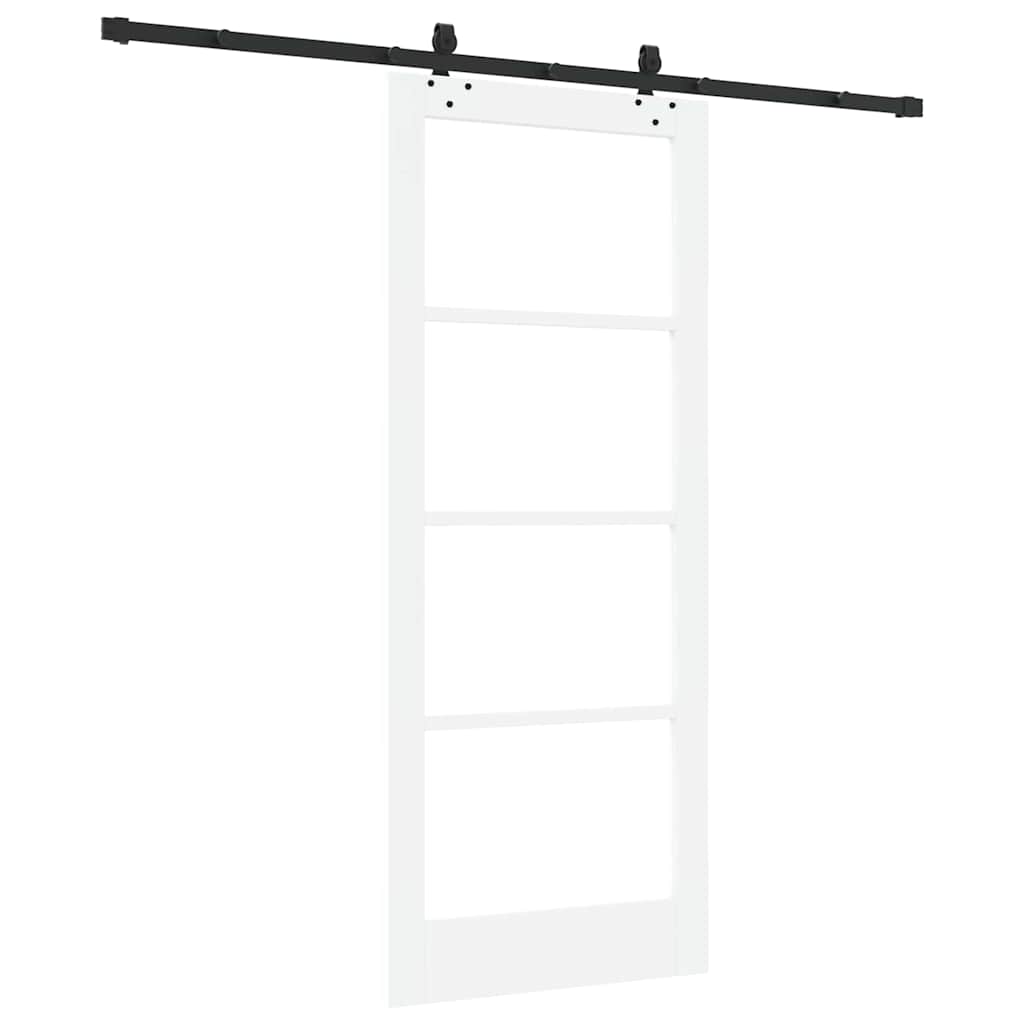 Skyvedør Hvit 83 x 202 cm Massivt furutre og glass