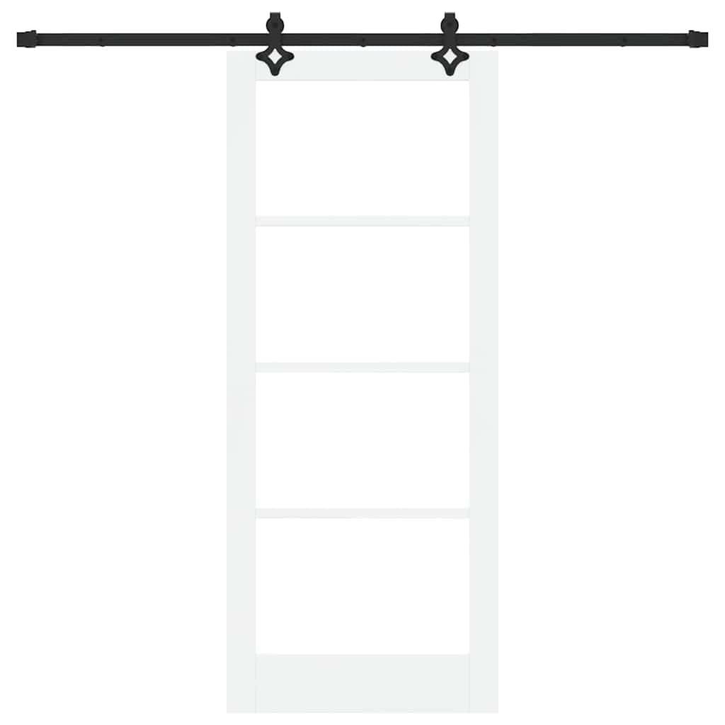 Skyvedør Hvit 83 x 202 cm Massivt furutre og glass