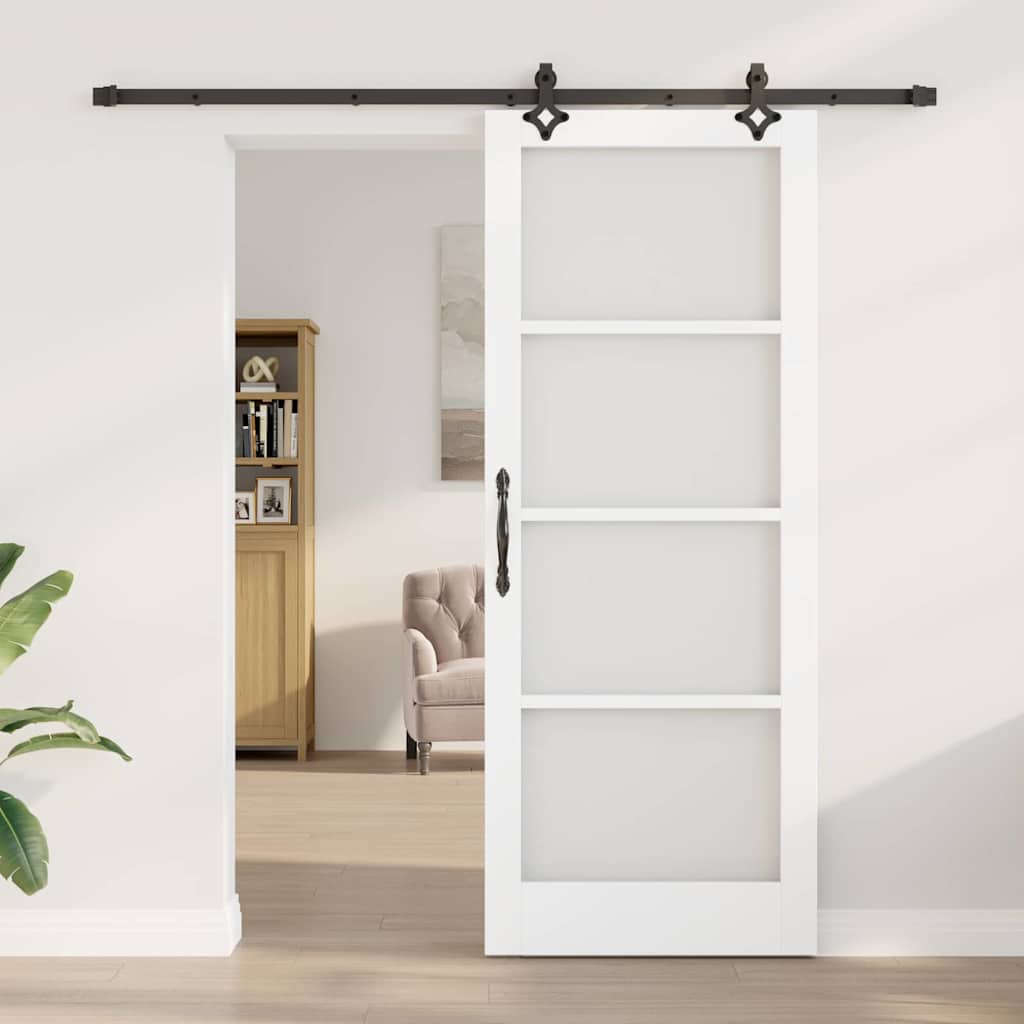 Skyvedør Hvit 83 x 211 cm Massivt furutre og glass