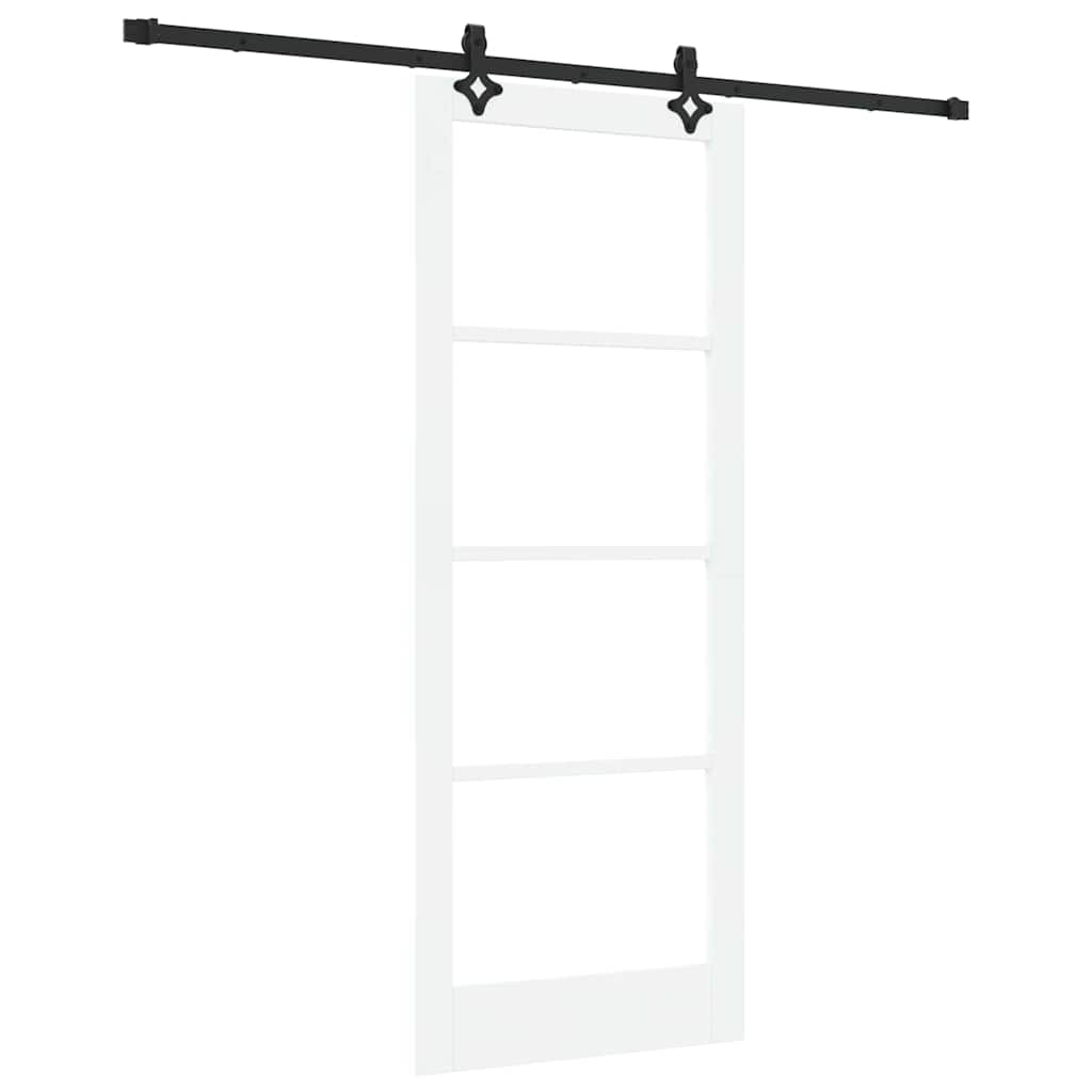 Skyvedør Hvit 83 x 211 cm Massivt furutre og glass