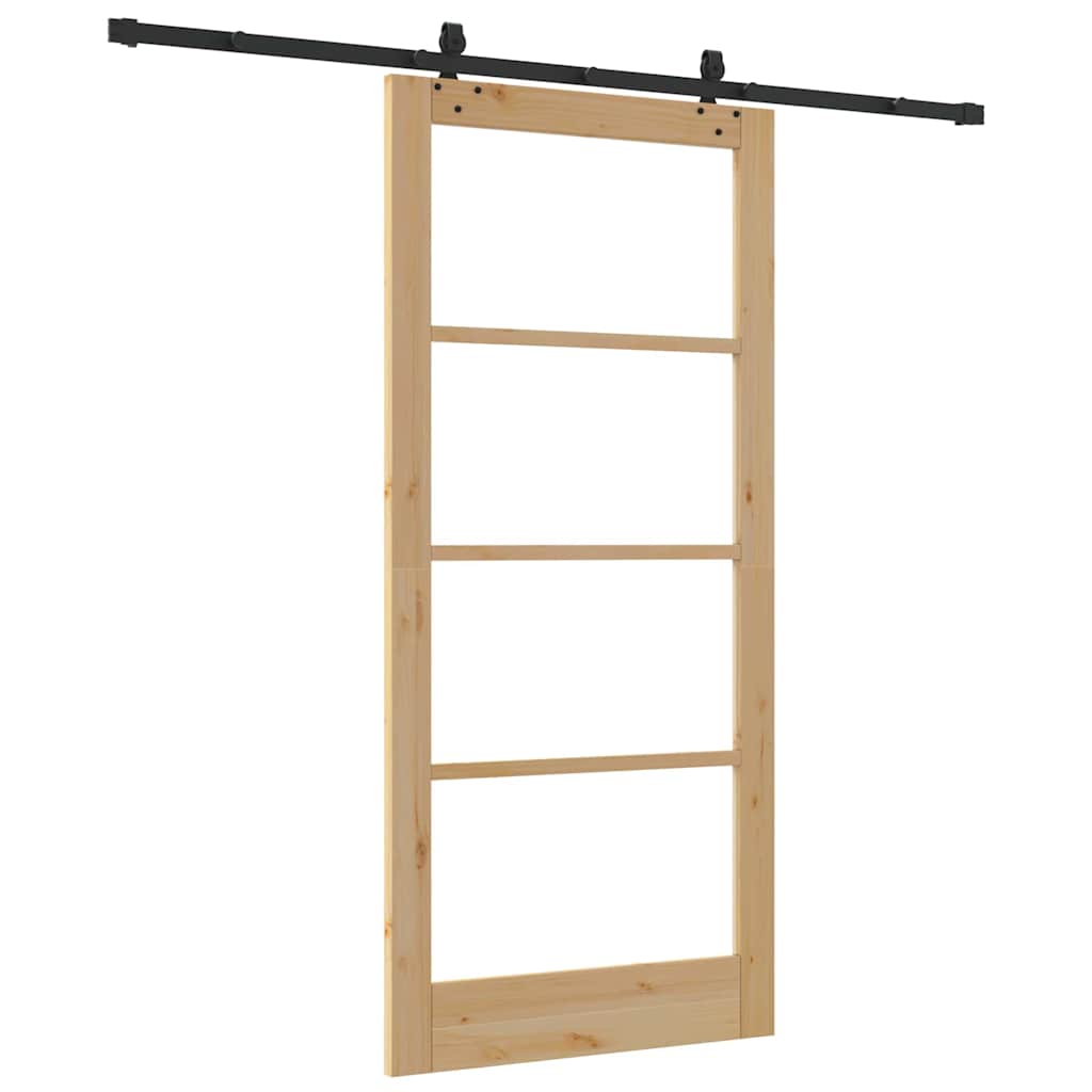 Skyvedør Naturlig 93 x 202 cm Massivt furutre og glass