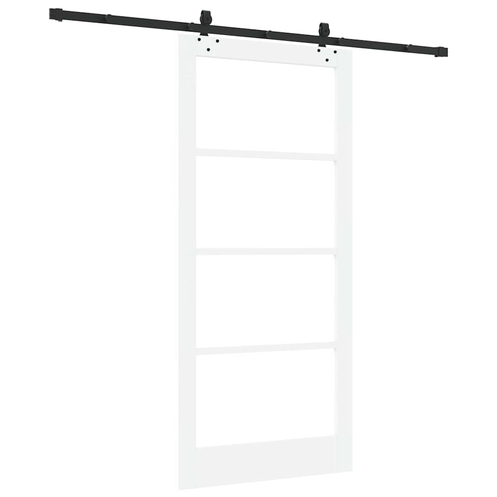 Skyvedør Hvit 93 x 202 cm Massivt furutre og glass