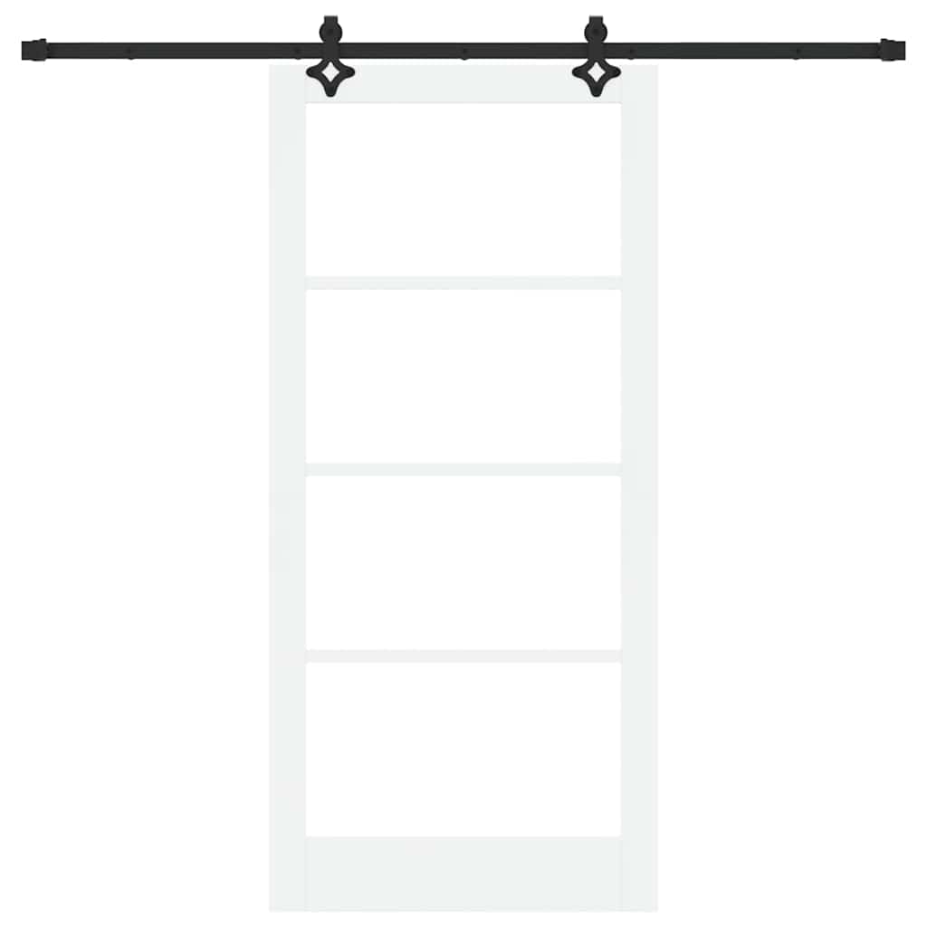 Skyvedør Hvit 93 x 202 cm Massivt furutre og glass