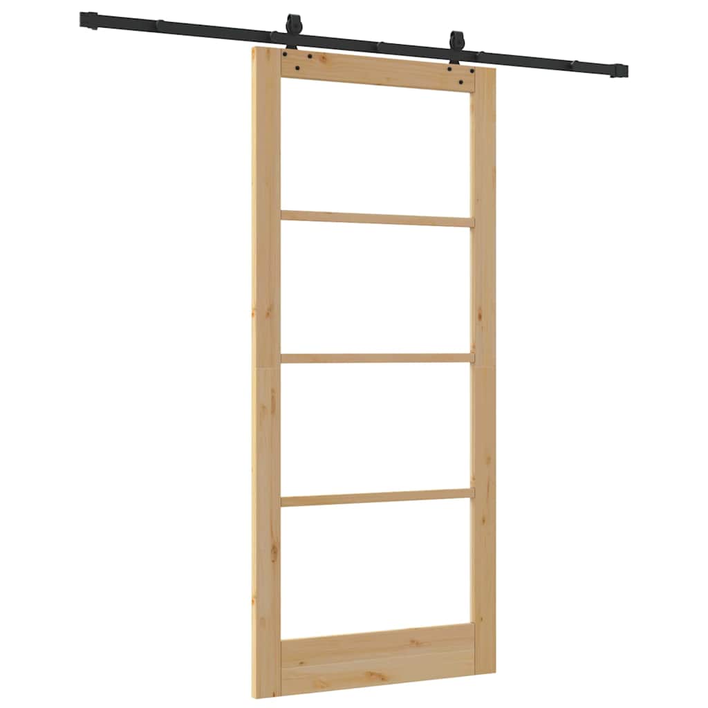 Skyvedør Naturlig 93 x 211 cm Massivt furutre og glass