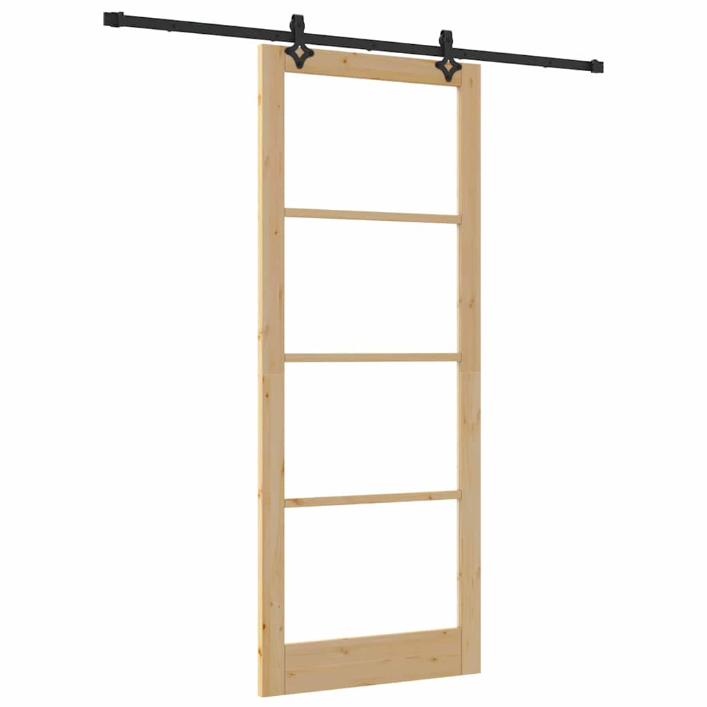 Skyvedør Naturlig 93 x 232 cm Massivt furutre og glass