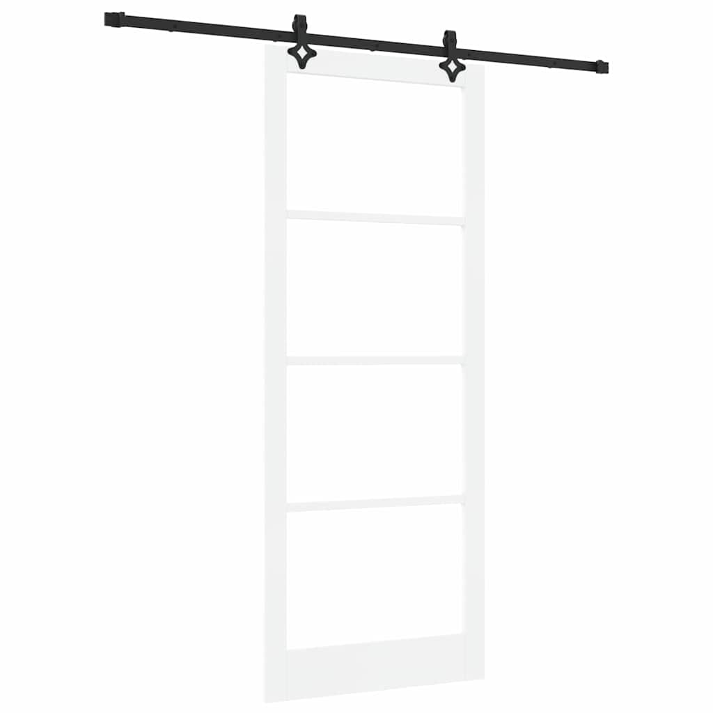 Skyvedør Hvit 93 x 232 cm Massivt furutre og glass