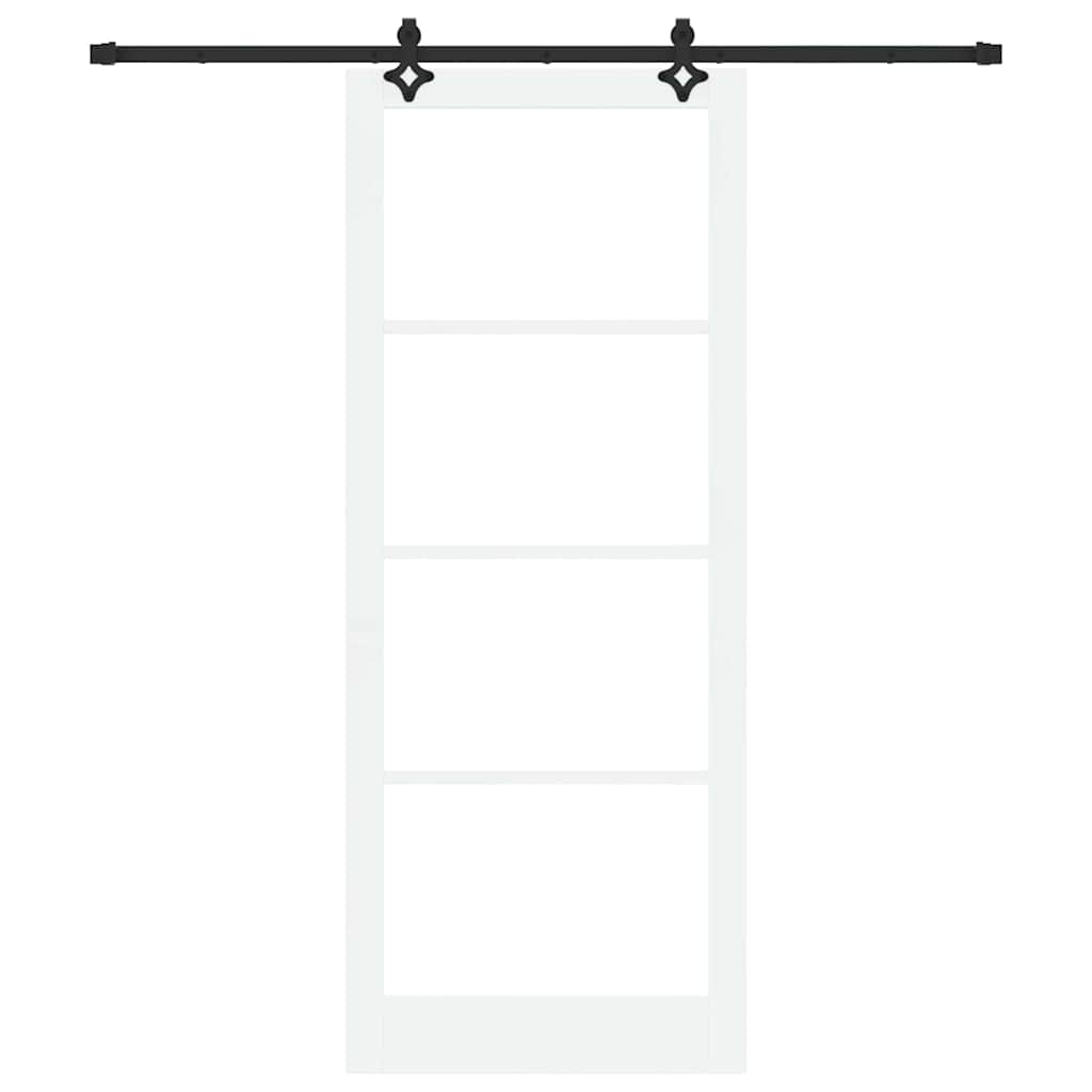Skyvedør Hvit 93 x 232 cm Massivt furutre og glass