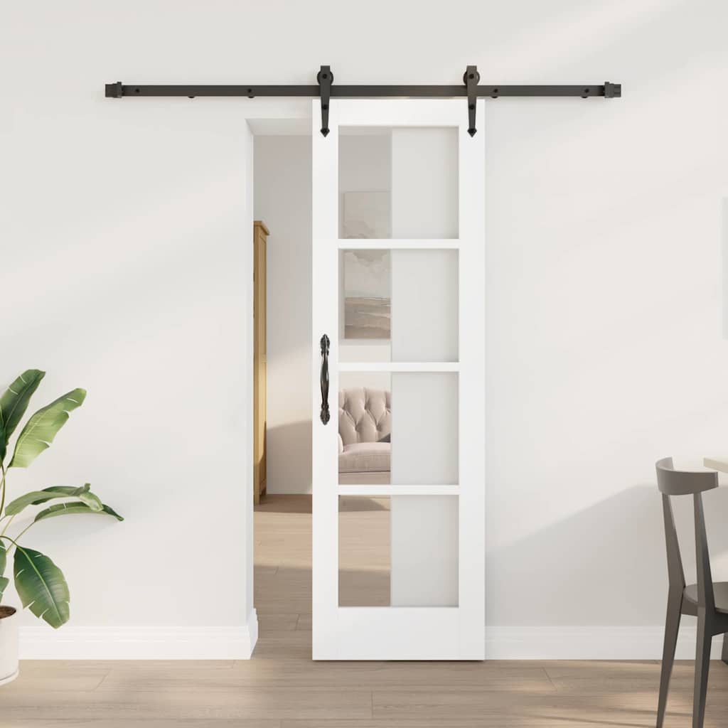 Skyvedør Hvit 61 x 198,5 cm Massivt furutre og glass