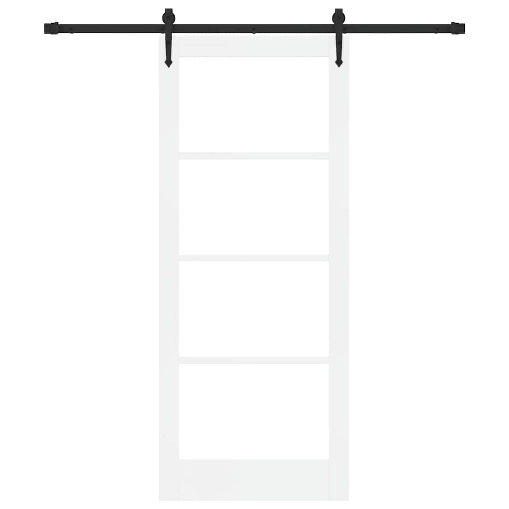 Skyvedør Hvit 83 x 202 cm Massivt furutre og glass