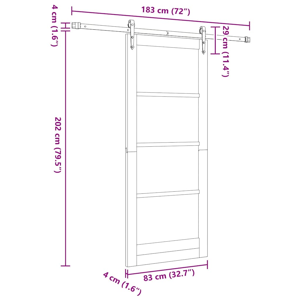 Skyvedør Hvit 83 x 202 cm Massivt furutre og glass