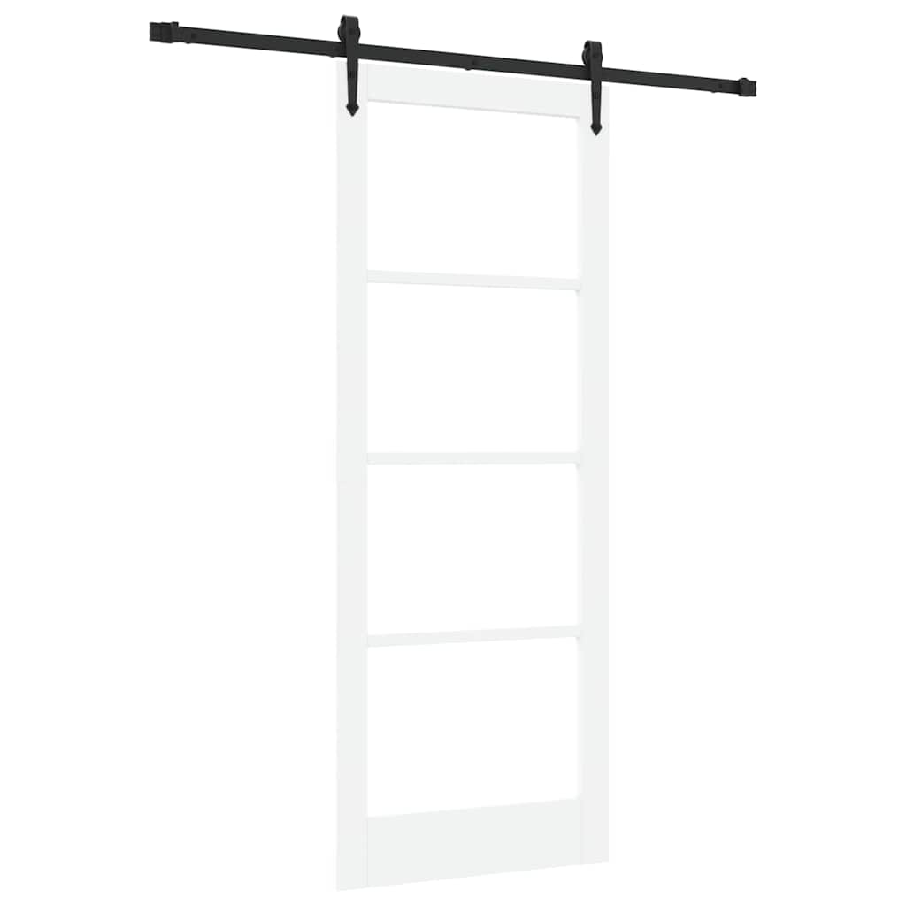 Skyvedør Hvit 83 x 211 cm Massivt furutre og glass