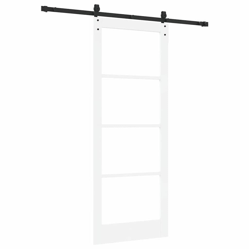 Skyvedør Hvit 83 x 211 cm Massivt furutre og glass