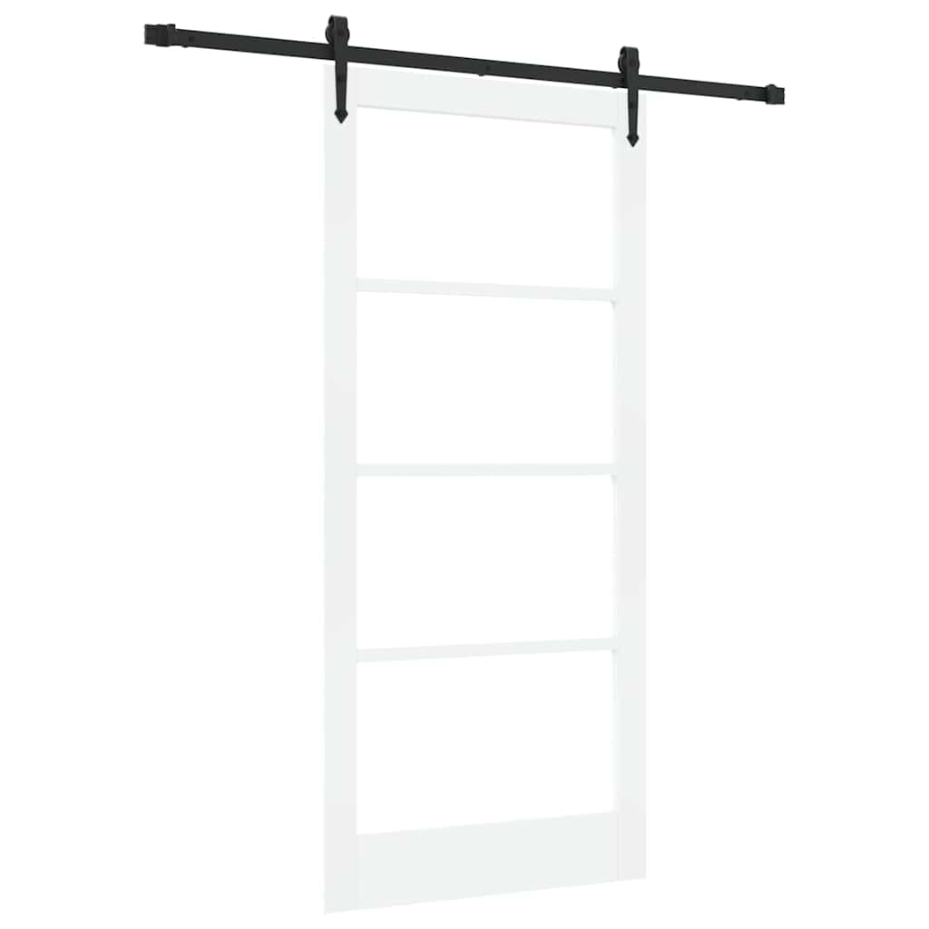 Skyvedør Hvit 93 x 202 cm Massivt furutre og glass