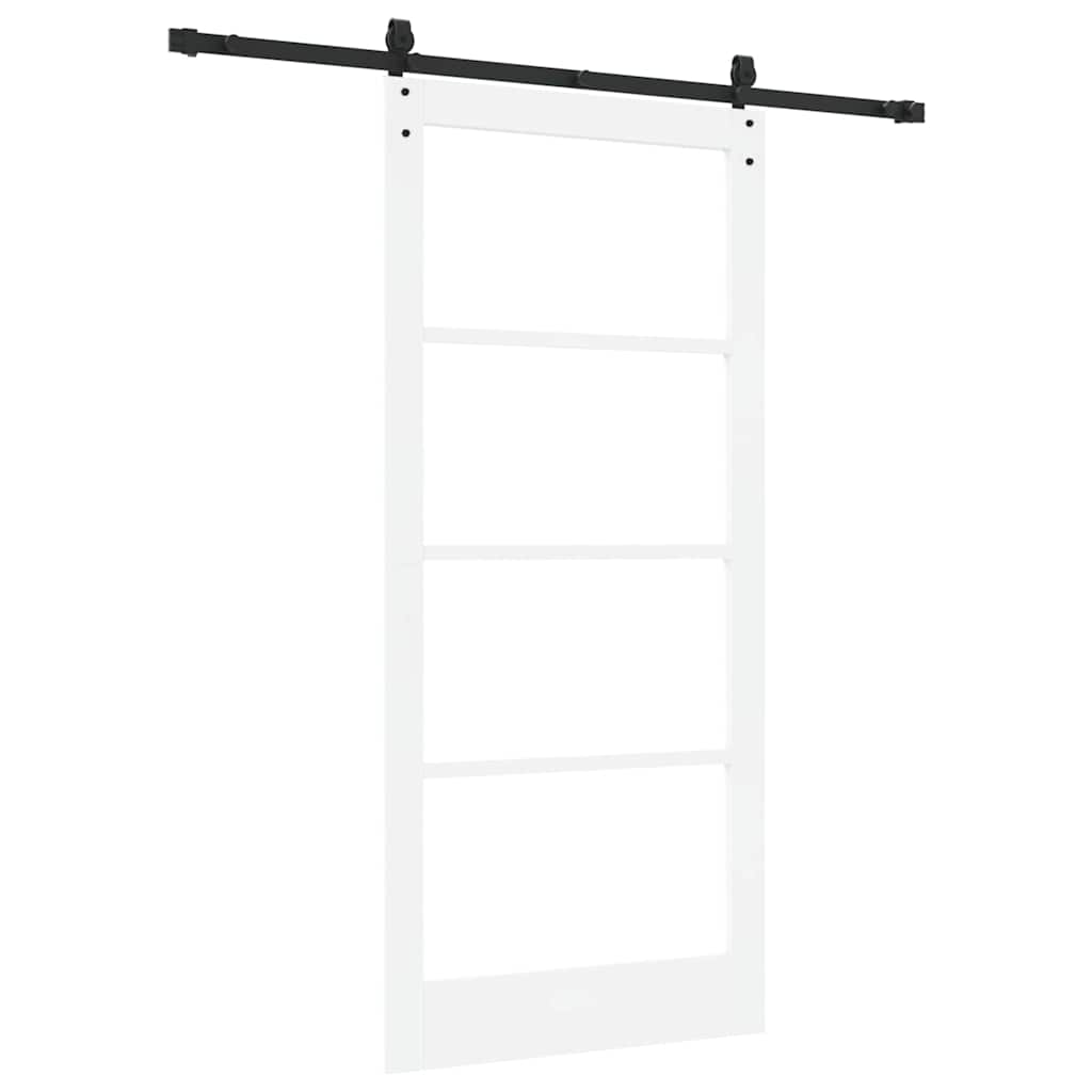 Skyvedør Hvit 93 x 202 cm Massivt furutre og glass